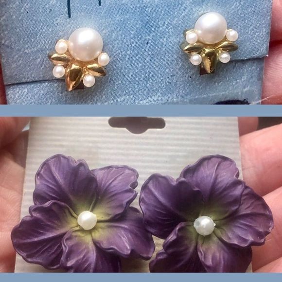 Vintage clip on earrings - 2 pair one gold tone -one silver tone - Picture 8 of 8